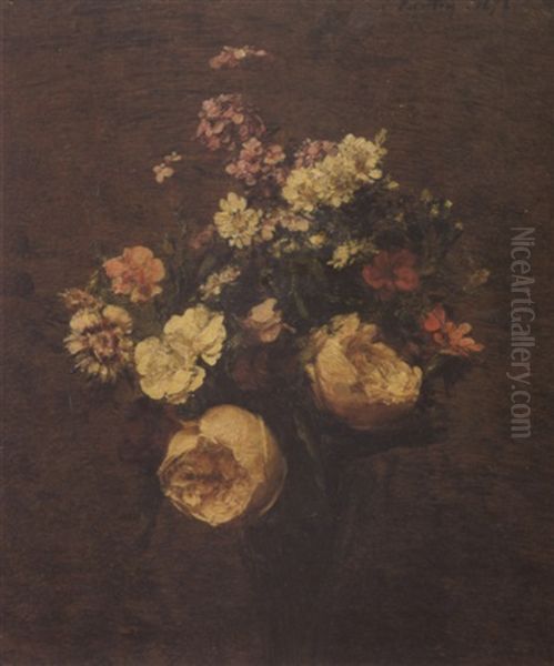 Vase De Fleurs Oil Painting by Henri Fantin-Latour