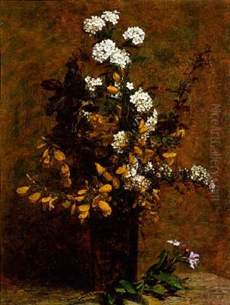 Broom And Other Spring Flowers In A Vase Oil Painting by Henri Fantin-Latour