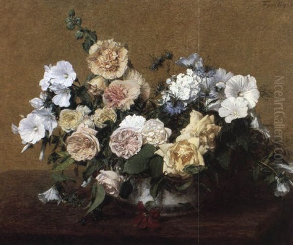 Bouquet De Roses Et D'autres Fleurs Oil Painting by Henri Fantin-Latour