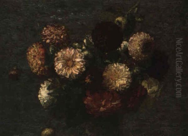 Chrysanthemes Oil Painting by Henri Fantin-Latour