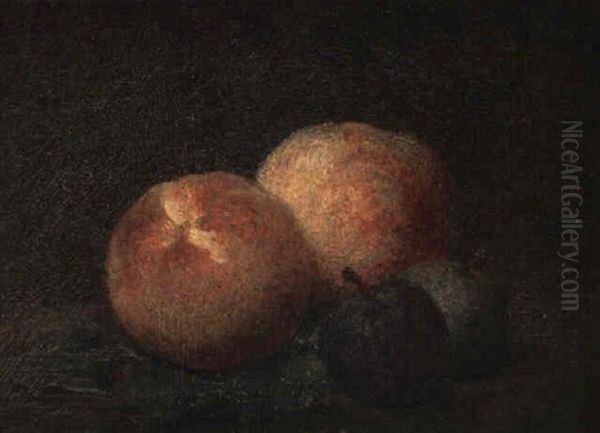 Deux Peches Et Deux Prunes Oil Painting by Henri Fantin-Latour