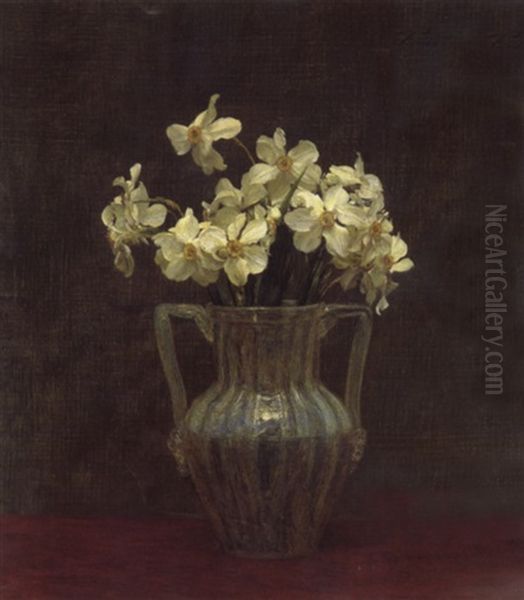 Narcisses Blancs Dans Un Verre Opalin Oil Painting by Henri Fantin-Latour