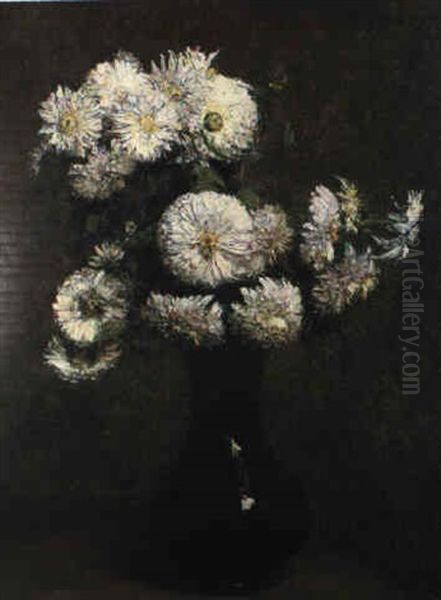 Chrysanthemes Oil Painting by Henri Fantin-Latour