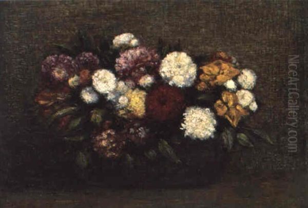 Chrysanthemums In A Basket Oil Painting by Henri Fantin-Latour