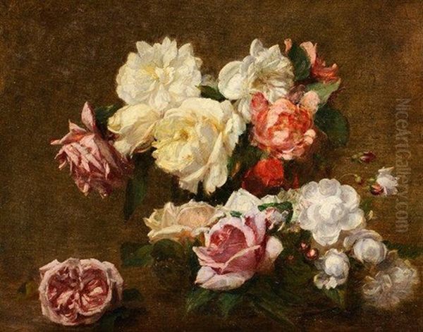 Bouquet De Roses Oil Painting by Victoria Dubourg Fantin-Latour