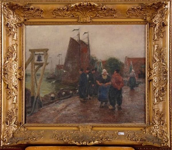 Port De Peche Anime En Hollande Oil Painting by Edgard Farasyn