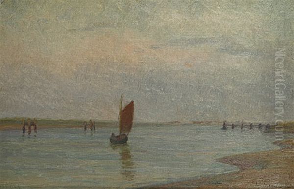 Zeilboot Te Nieuwpoort Oil Painting by Edgard Farasyn