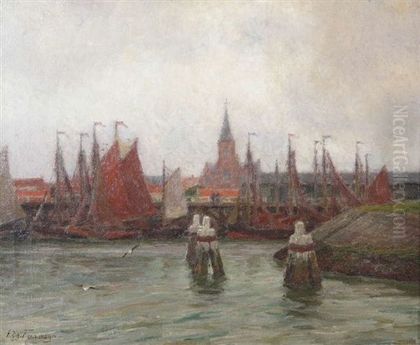 Port De Zeebruges Oil Painting by Edgard Farasyn