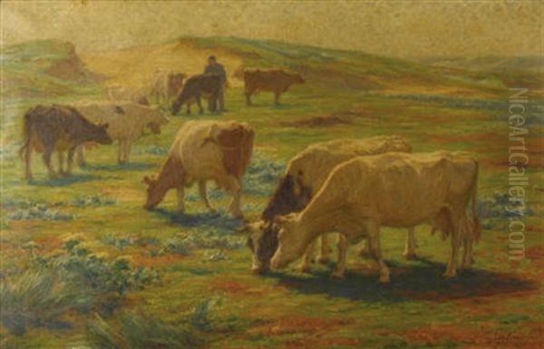 Cows At Pasture Oil Painting by Edgard Farasyn