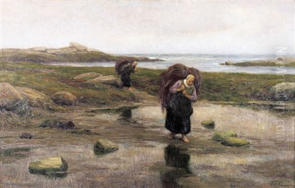 Vissersvrouwen Bij De Kust Oil Painting by Edgard Farasyn