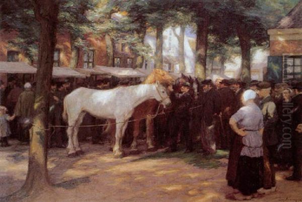 Foire Aux Cheveaux Oil Painting by Edgard Farasyn