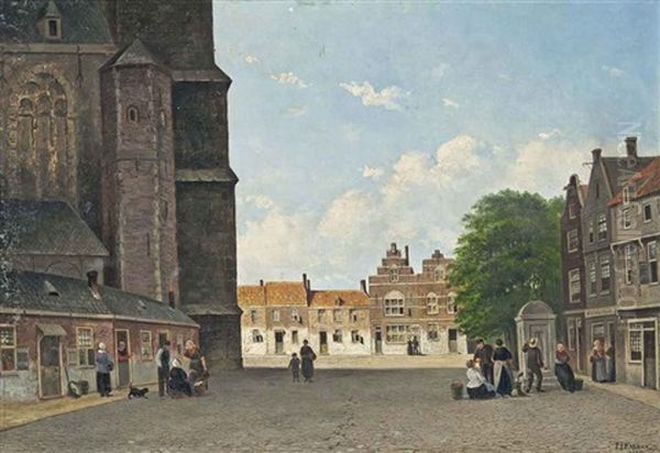 The Cathedral Square Oil Painting by Pierre Jean Jacques Fardon