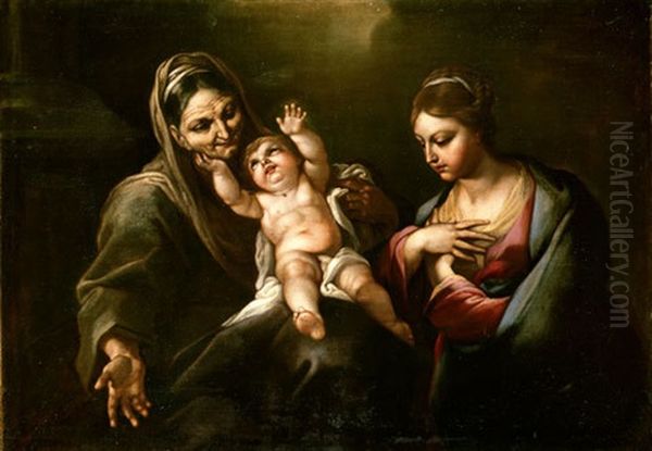 La Vergine, Il Bambino E Sant' Anna Oil Painting by Giacomo Farelli