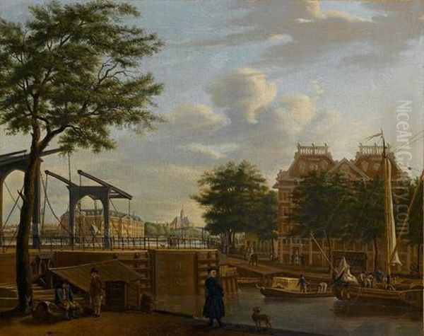 View Of Amsterdam With The Scheepvaartmuseum Oil Painting by Paulus Constantijn la (La Fargue) Fargue