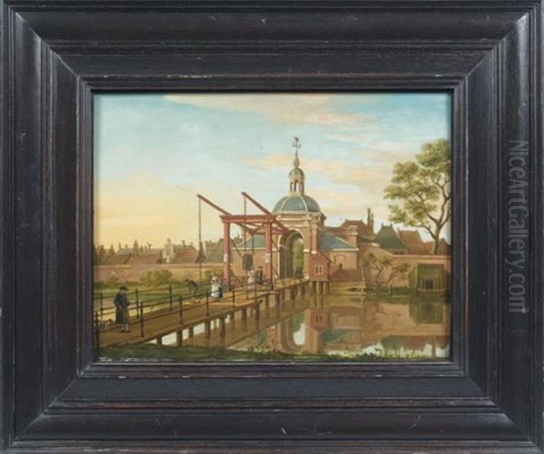 Le Pont A L'entree D'une Ville En Hollande Oil Painting by Paulus Constantijn la (La Fargue) Fargue