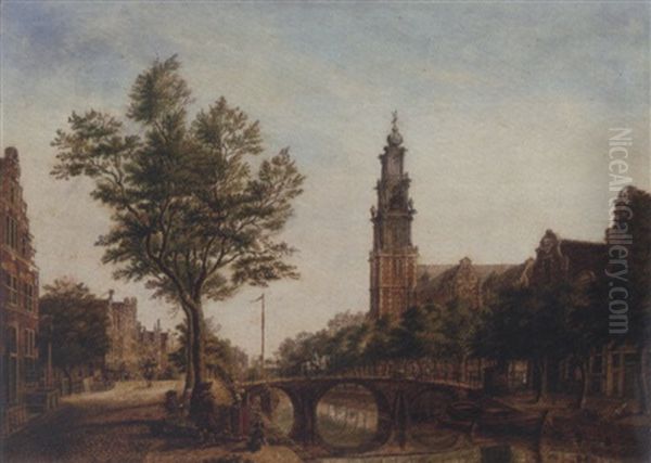 The Westerkerk, Amsterdam, Seen From The Prinsengracht By The Rozengracht Oil Painting by Paulus Constantijn la (La Fargue) Fargue