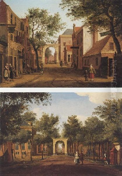 The Hague, A View Of The Bosbrug Gate Seen From The Hague Woods To The Korte Voorhout Oil Painting by Paulus Constantijn la (La Fargue) Fargue