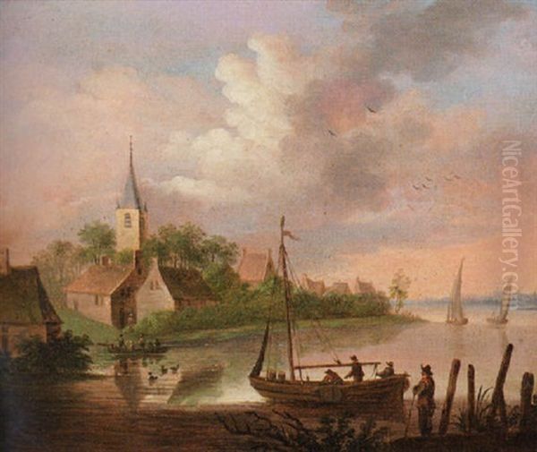 Village View With Steeple Oil Painting by Paulus Constantijn la (La Fargue) Fargue