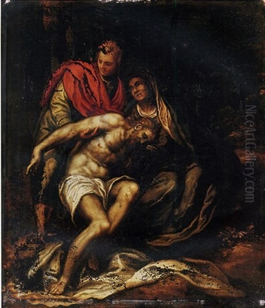 The Lamentation Oil Painting by Orazio (Horatio) Farinati