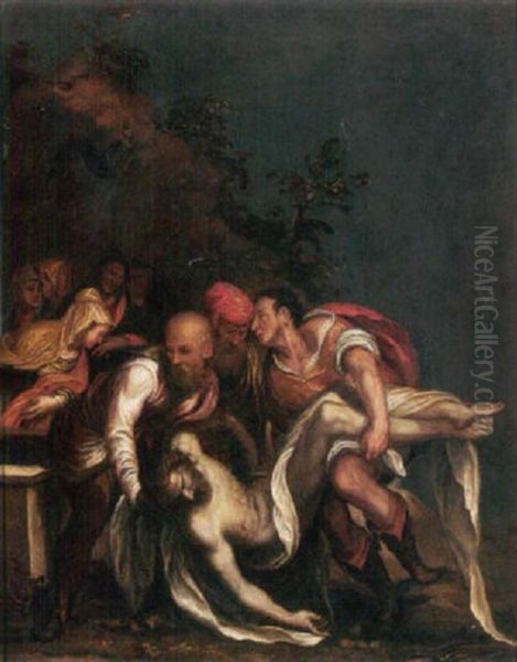 The Entombment Oil Painting by Orazio (Horatio) Farinati