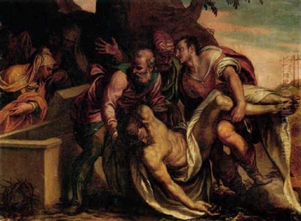 The Entombment Oil Painting by Orazio (Horatio) Farinati