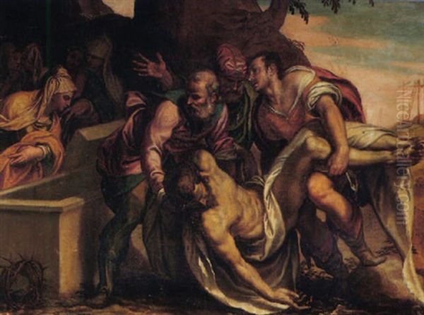 The Entombment Oil Painting by Orazio (Horatio) Farinati