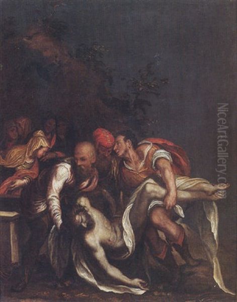 The Entombment Oil Painting by Orazio (Horatio) Farinati