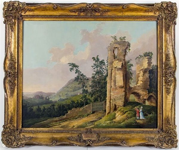 Ruins Of Roslyn Castle Oil Painting by Joseph Farington