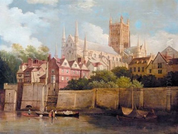 A View Of Worcester Cathedral From The Southwest Oil Painting by Joseph Farington