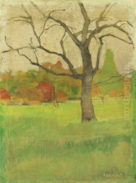 Taj Faval (landscape With Tree) Oil Painting by Bela Farkas