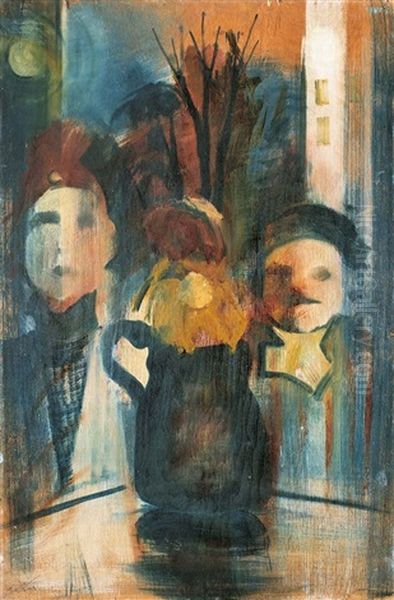 Was Pale (man And Woman In The Window) Oil Painting by Istvan Farkas