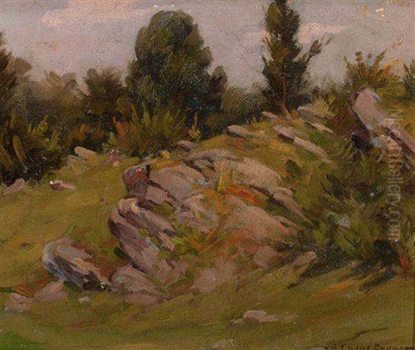 Rocky Hillside Oil Painting by Herbert Cyrus Farnum