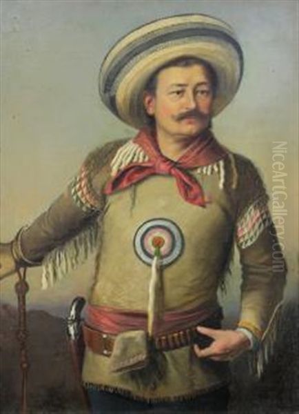 Self Portrait In Mexican Cowboy Attire Oil Painting by Henry F. Farny