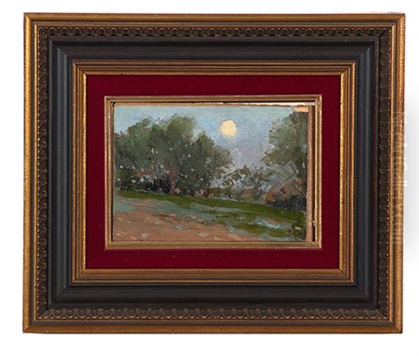 Moonlit Landscape Oil Painting by Henry F. Farny