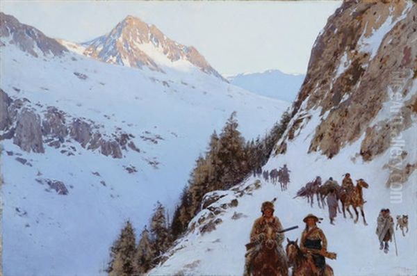 The Trail Over The Pass Oil Painting by Henry F. Farny