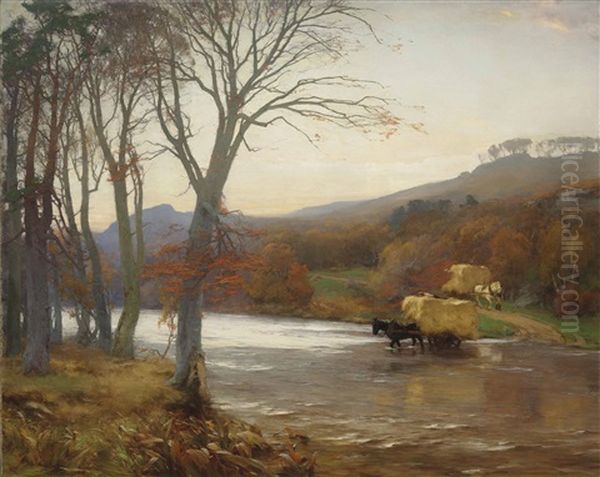 A Frosty Morning Oil Painting by David Farquharson