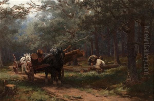 The Timber Wagon Oil Painting by David Farquharson