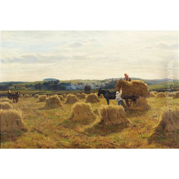 A Harvest Day In Galloway Oil Painting by David Farquharson