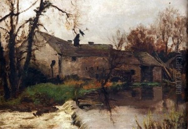 A Watermill Oil Painting by David Farquharson