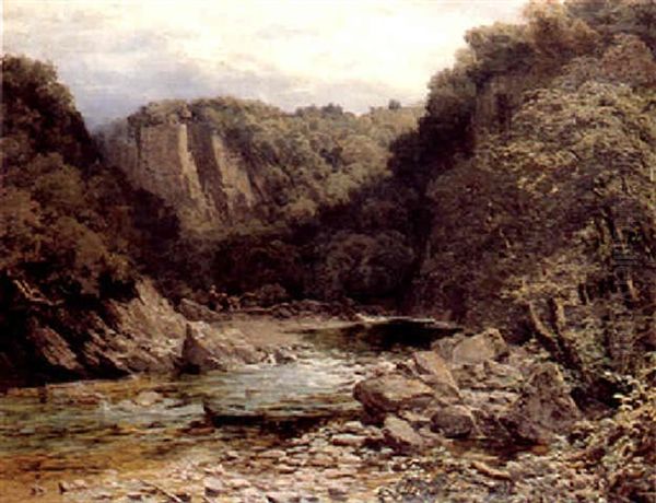 Scene On The Ericht At Craighall, Perthshire Oil Painting by David Farquharson