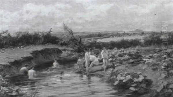 The Bathing Place Oil Painting by David Farquharson