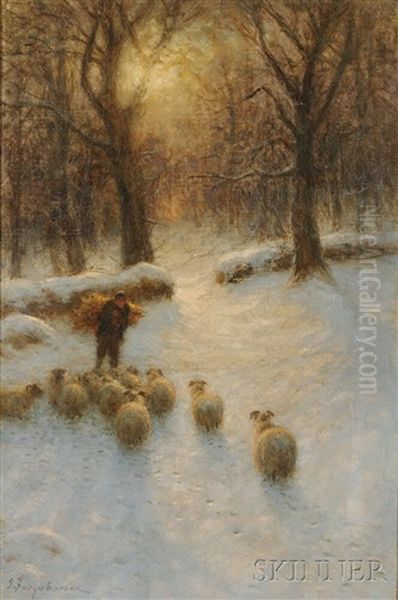 Sheep In Winter, Scotland Oil Painting by Joseph Farquharson