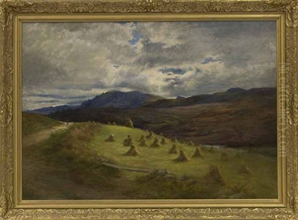 Landscape With Hay Oil Painting by Joseph Farquharson