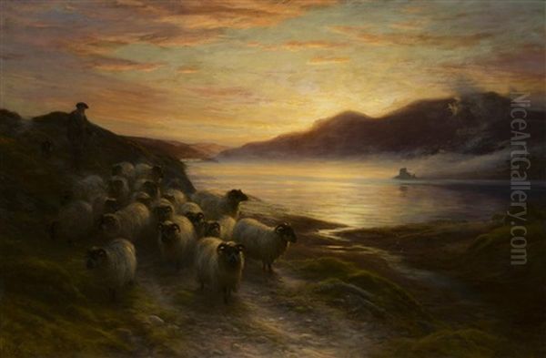 The Charmed Sunset Lingering Long Oil Painting by Joseph Farquharson