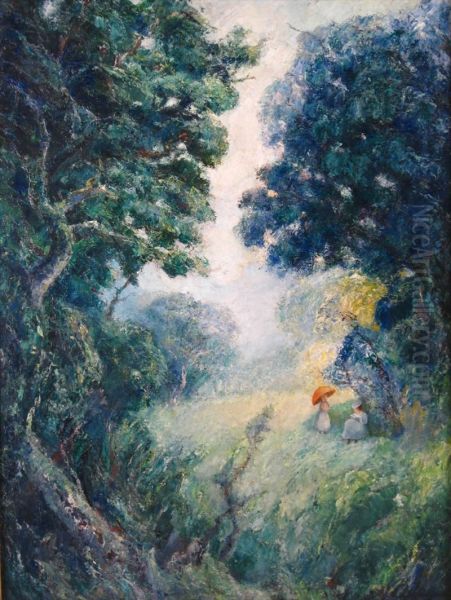 Brussels Park Scene Oil Painting by Alphonse Asselbergs