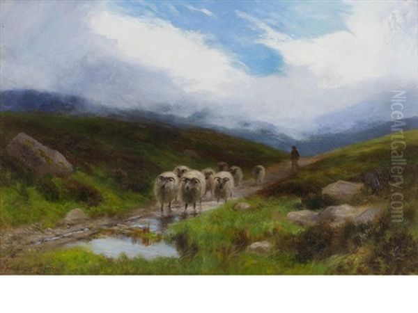 Driving The Flock Oil Painting by Joseph Farquharson