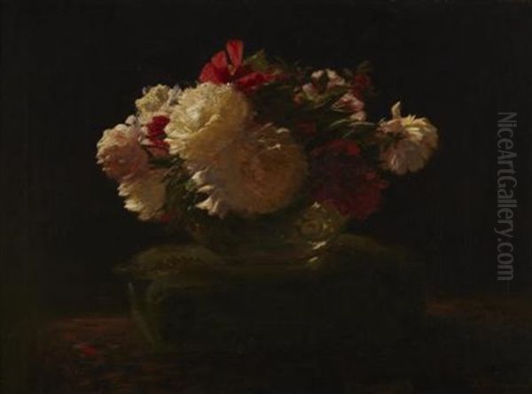 Peony Roses Oil Painting by Joseph Farquharson