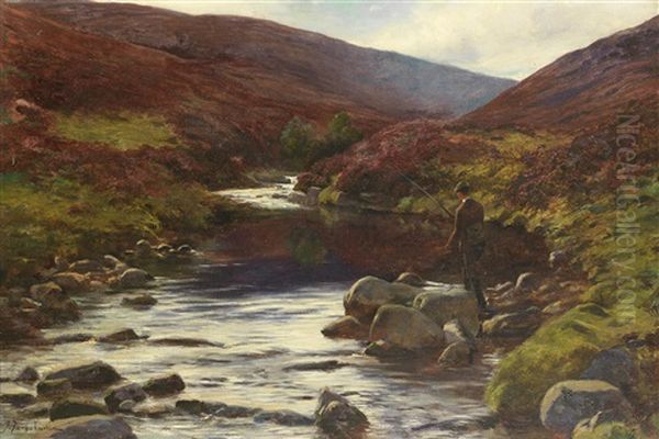 Fishing By The Stream Oil Painting by Joseph Farquharson