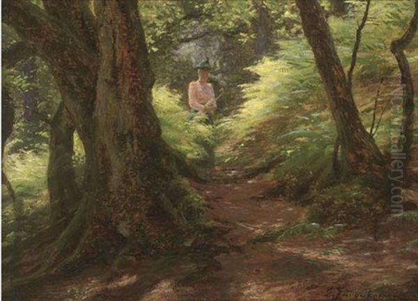 A Walk Through The Woods Oil Painting by Joseph Farquharson