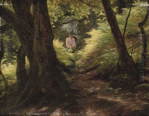 A Walk In The Woods Oil Painting by Joseph Farquharson